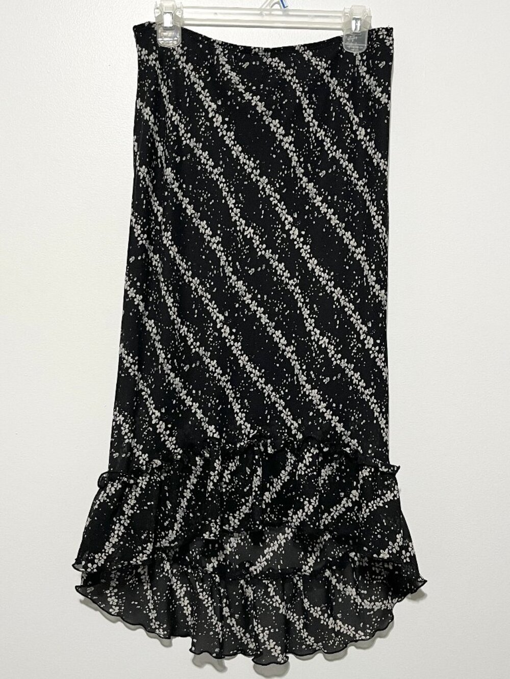 Womens Y2K Bias Fairy Grunge Ruffle Skirt 12 Dark Floral Coquette Whimsigoth 90s